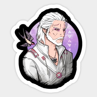 White Wolf and Swallow [LILAC] Sticker